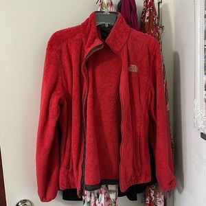 The North Face red fleece jacket women’s medium